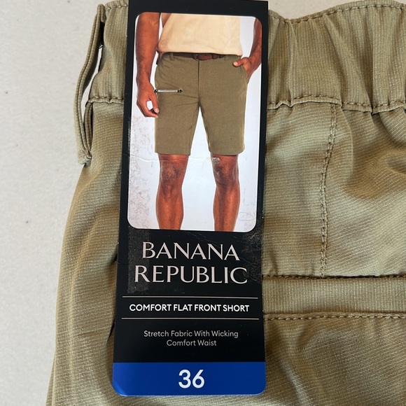 Banana Republic Men's Elastic Waistband Comfort Flat Front Shorts size 36 EUC - Picture 2 of 4